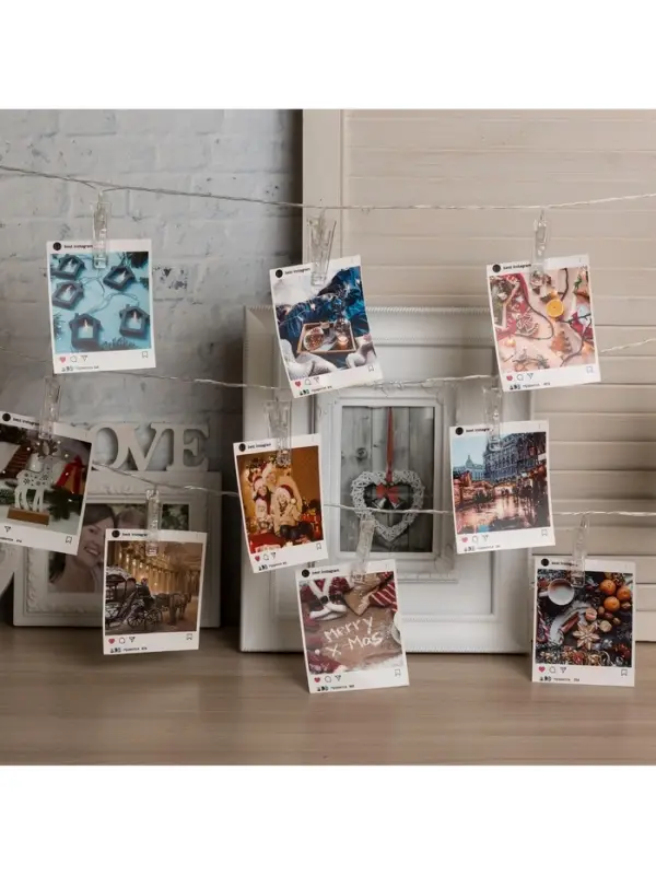 Гирлянда &laquo;Нить&raquo; 4.5 м с насадками &laquo;Прищепки&raquo;, IP20, прозрачная нить, 20 LED, свечение белое 220 В