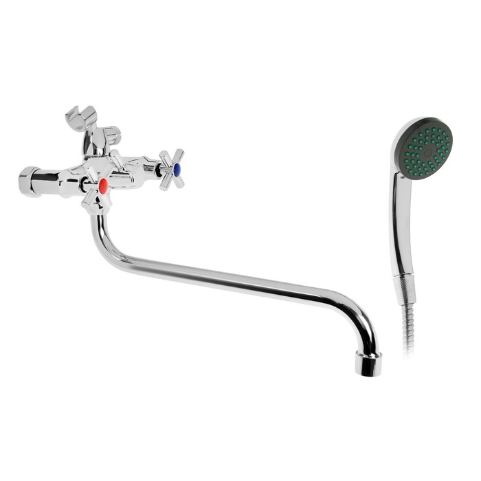 Смеситель для ванны  Смеситель для ванны "СоюзКран" 566-236, двухвентильный, душевой набор, излив 35см, цинк,хром