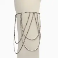 Бодичейн на бедро со стразами &laquo;Ярусы&raquo;, белая в серебре