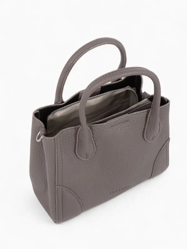 Сумка женская тоут TEXTURA на молнии, 25&times;7&times;21 см, однотонная, серая