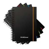 Тетрадь на спирали ErichKrause. Accent А6, 80 листов, в клетку, пластиковая обложка, на резинке, блок офсет, МИКС