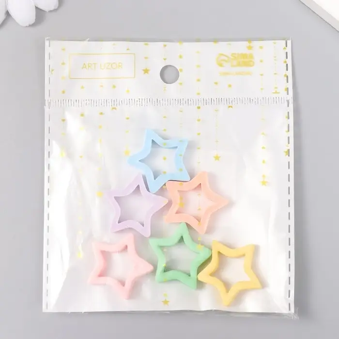 Декоративные элементы для творчества «Арт Узор. Звёздочки», набор 6 шт., пластик, 2.7×2.5 см, МИКС