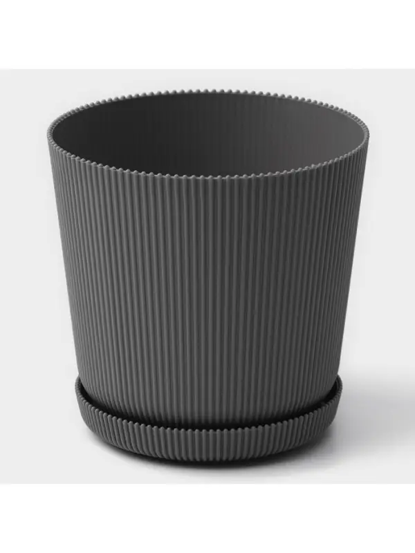 Горшок для цветов с поддоном, 15.5&times;16.5 см, серый