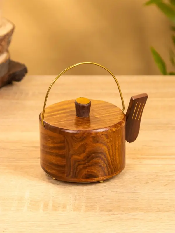 Подставка под горячее  Подставка под горячее "Чайник" с золотыми вставками (набор 6 шт), 10х12х8 см,  дерево шишам