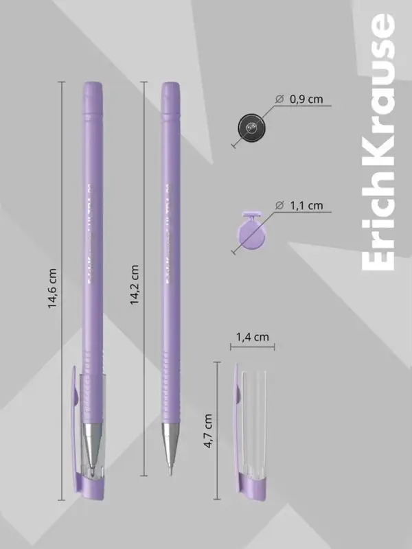 Ручка шариковая ErichKrause ULTRA-20 Stick Pastel, Super Glide, узел 0.7 мм, синяя
