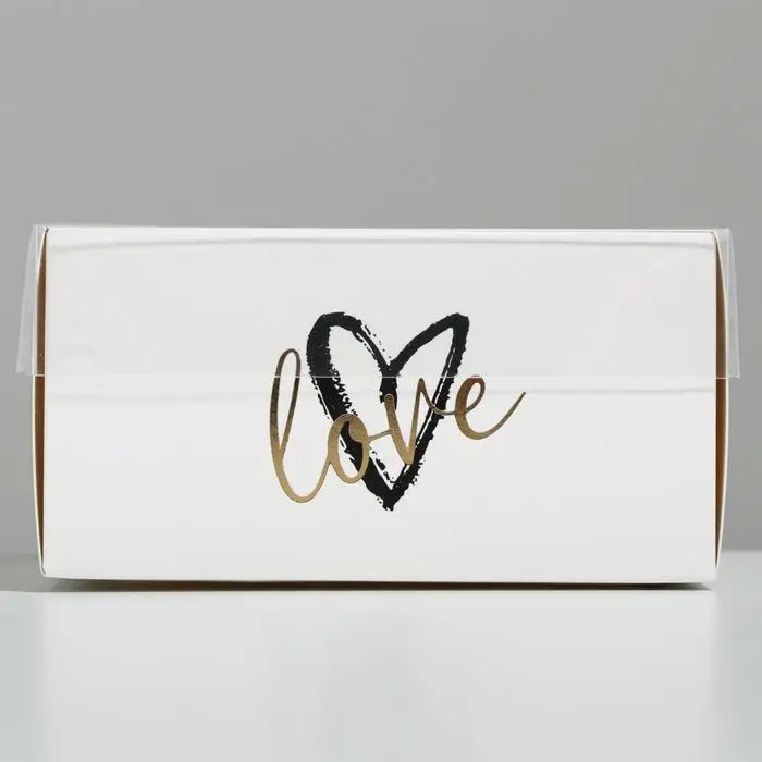 Коробка для кондитерских изделий с PVC крышкой Love, 11.5 х 11.5 х 6 см Коробка для кондитерских изделий с PVC крышкой Love, 11.5 х 11.5 х 6 см