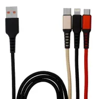 Кабель D02E, 3 в 1, Type-C-microUSB-Lightning, 1.2 м, зарядка+передача данных, чёрный Кабель D02E, 3 в 1, Type-C-microUSB-Lightning, 1.2 м, зарядка+передача данных, чёрный