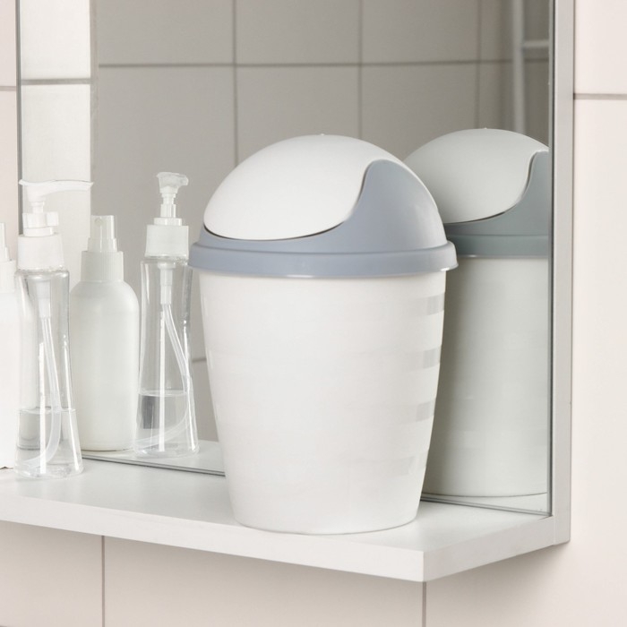 Контейнер для мусора Rambai, 1,5 л, d=14,5 см, h=21 см, круглый, светло-серый Контейнер для мусора Rambai, 1,5 л, d=14,5 см, h=21 см, круглый, светло-серый