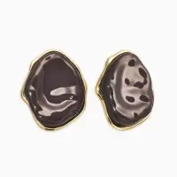 Серьги акрил мятый "Овал", цвет серый в золоте