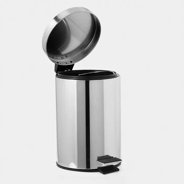 Ведро мусорное с педалью Доляна, 3 л, нержавеющая сталь, хромированное
