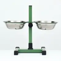 Подставка с мисками, 2&times;500 мл, высота 30 см, разборная, зелёная