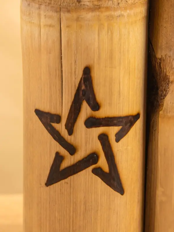 Свеча в бамбуке двойная «Звезда», 13×14×30 см, 100 мл, бежевая