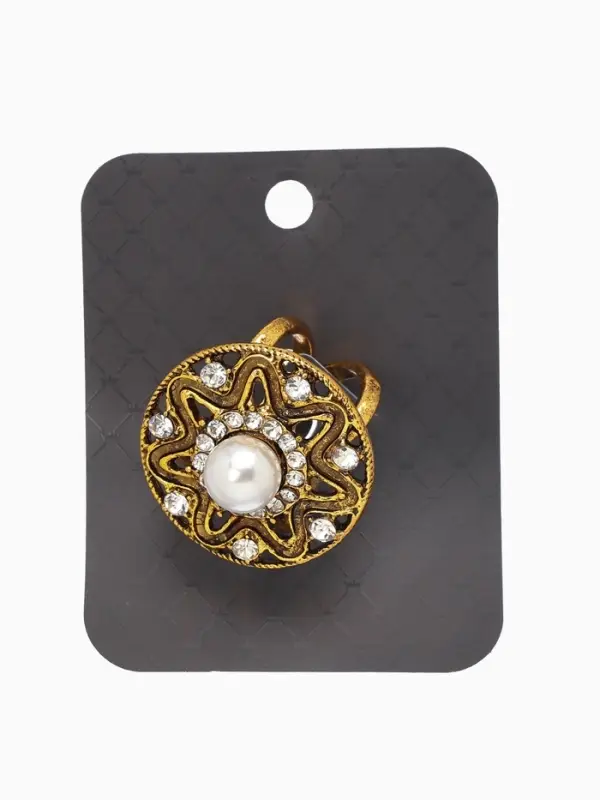 Кольцо для платка Кольцо для платка "Цветок в круге", цвет белый в чернёном золоте