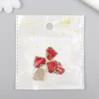 Металлический элемент, декоративная подвеска «Арт Узор. Красное сердце. Пиксели», эмаль, золото, 0.2×1.6×1.5 см