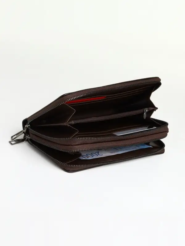 Портмоне-клатч мужской TEXTURA, два отделения, коричневое