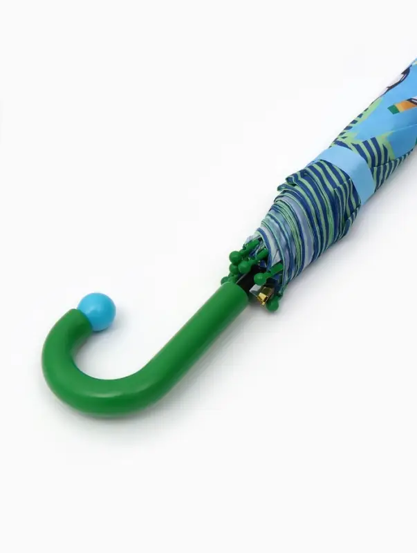 Зонт - трость детский &laquo;Животные&raquo;, полуавтоматический, R=43/50 см, d=86 см, голубой