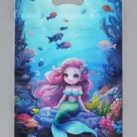 Пакет подарочный, с zip-lock застежкой, "Русалочка", 15х23 &plusmn; 1см МИКС