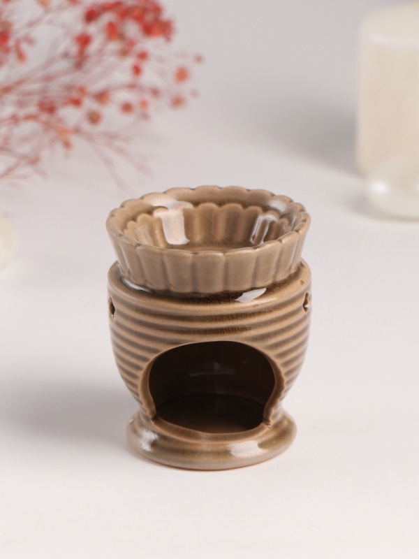 Аромалампа керамика "Соцветие" тёмно-серая 7,7х7,7х8 см