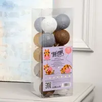 Гирлянда &laquo;Нить&raquo; 5 м с насадками &laquo;Клубки кремовые&raquo;, IP20, прозрачная нить, 20 LED, свечение тёплое белое, 220 В