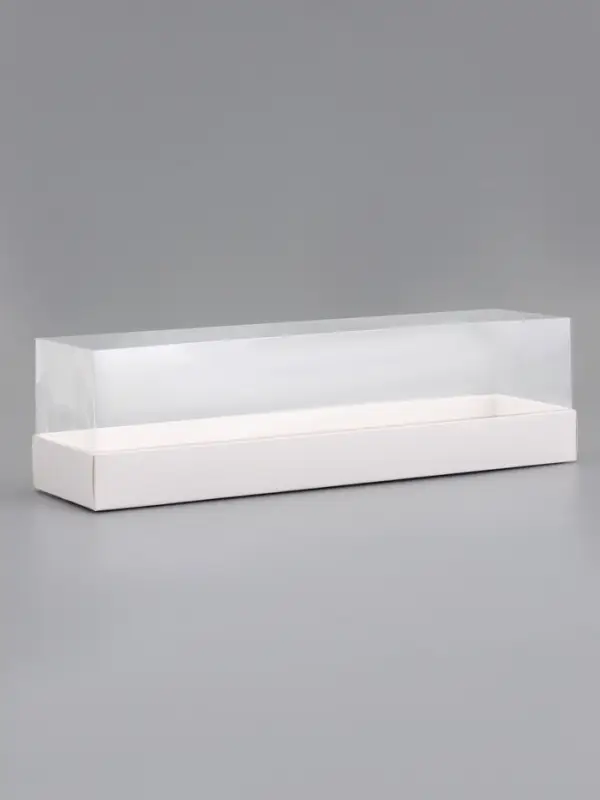 Кондитерская коробка под рулет, белая, с прозрачной крышкой, 30&times;8&times;8 см
