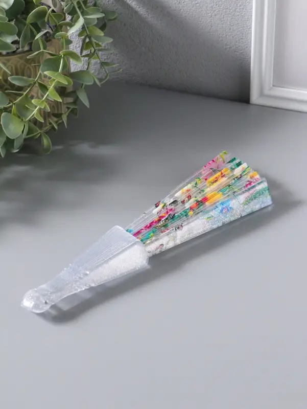 Веер складной пластик &laquo;Садовые цветы&raquo;, блеск, 23 см