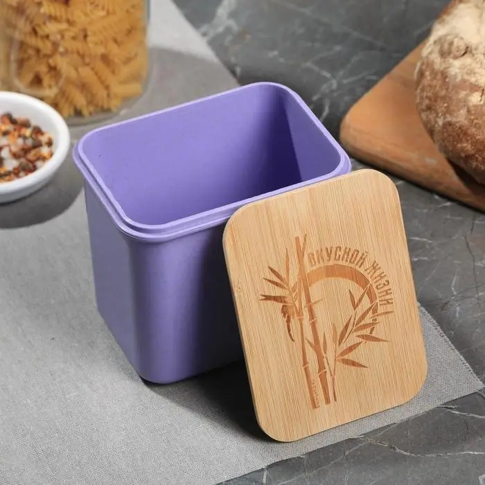 Контейнер с бамбуковой крышкой «Вкусной жизни», 900 мл Контейнер с бамбуковой крышкой «Вкусной жизни», 900 мл