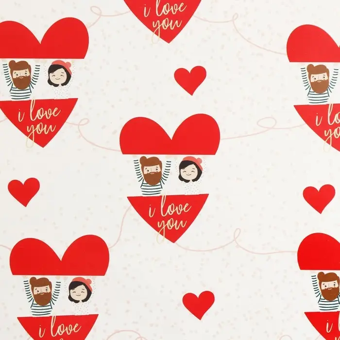 Бумага упаковочная глянцевая «Love you», 70 х 100 см