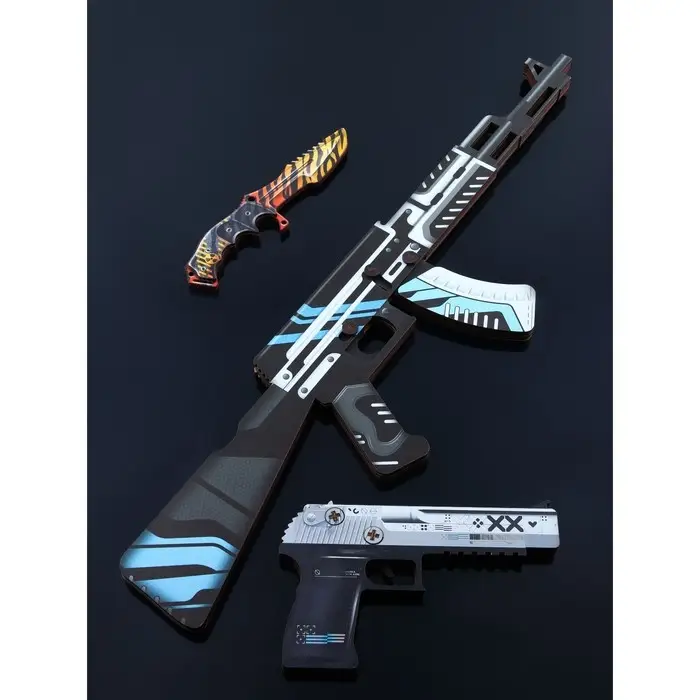 Набор сувенирное оружие «Геометрия», автомат, пистолет, нож охотничий, 3 шт Набор сувенирное оружие «Геометрия», автомат, пистолет, нож охотничий, 3 шт