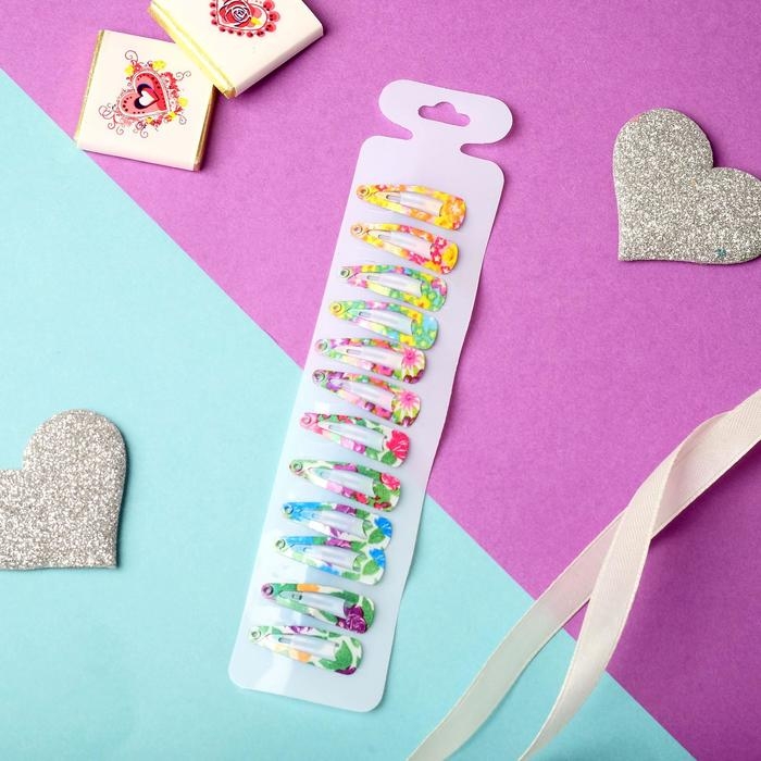 Невидимка для волос  Невидимка для волос "Цветик цветок" (набор 12 шт)