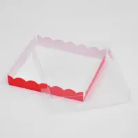 Коробочка для печенья с PVC крышкой, красная, 18×18×3 см