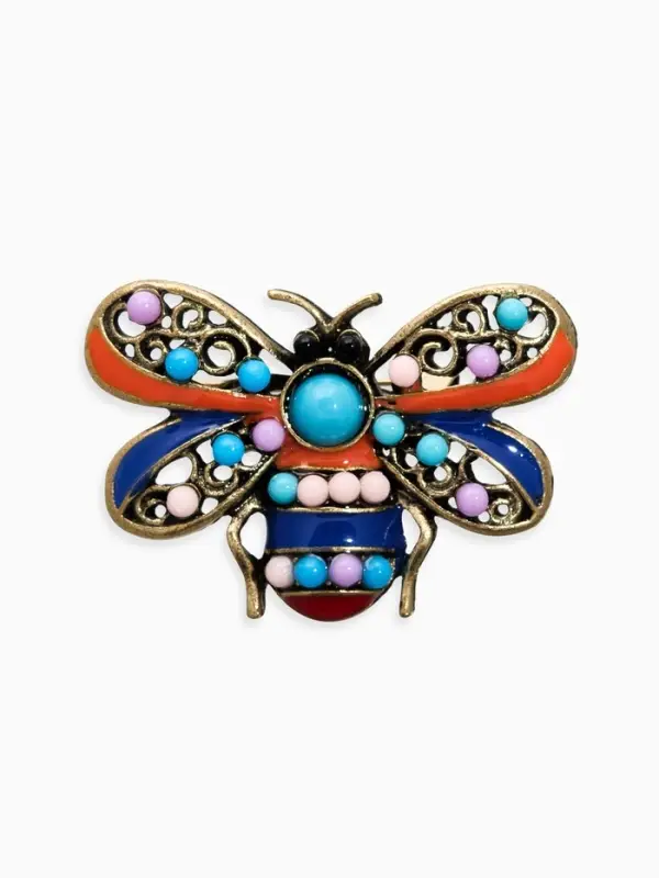 Брошь &laquo;Этника. Муха&raquo;, разноцветная в чернёном золоте