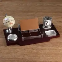 Набор настольный, органайзер 7 в 1, часы, лок для бумаги, визитница, глобус, подставка для печати, карандашница, 40&times;20&times;17, МИКС