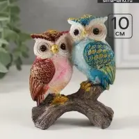 Фигурка полистоун &laquo;Пара цветных филинов&raquo;, 3.5&times;8&times;10 см
