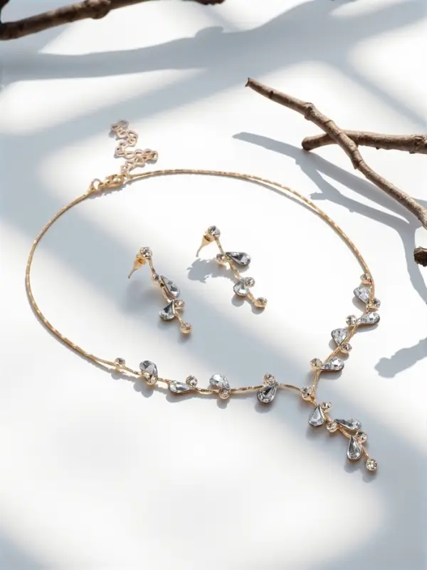 Набор 2 предмета: серьги, колье &laquo;Изумление&raquo;, цветение, белый в золоте, 42 см