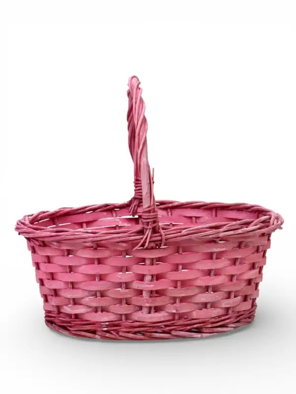 Корзина плетеная ива 28 х 20 х 11 см ручка 14 см, розовый