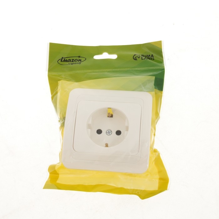 Розетка одноместная со шторкой Luazon Lighting  Розетка одноместная со шторкой Luazon Lighting "Орион", 16 А, скрытая, с з/к, белая