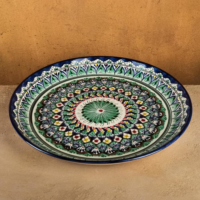 Ляган Риштанская Керамика  Ляган Риштанская Керамика "Узоры", 36 см, синий