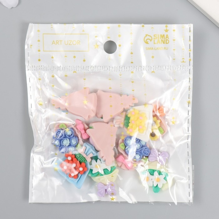 Декор для творчества пластик Декор для творчества пластик "Букет цветов" набор 10 шт