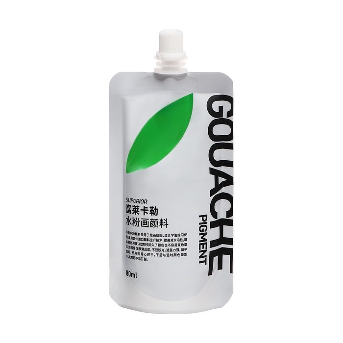 Гуашь художественная 80 мл, в дой-паке с крышкой, зеленый Гуашь художественная 80 мл, в дой-паке с крышкой, зеленый