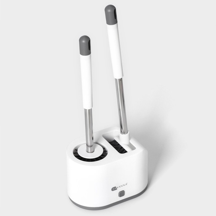 Ёршик для унитаза SAVANNA, силиконовый с щёткой, 18,9×12×40,5 см цвет белый Ёршик для унитаза SAVANNA, силиконовый с щёткой, 18,9×12×40,5 см цвет белый