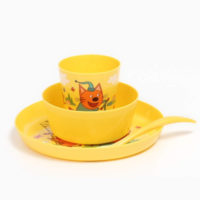 Набор детской посуды ТРИ КОТА «Обучайка», (тарелка, миска, стакан, ложка) Набор детской посуды ТРИ КОТА «Обучайка», (тарелка, миска, стакан, ложка)