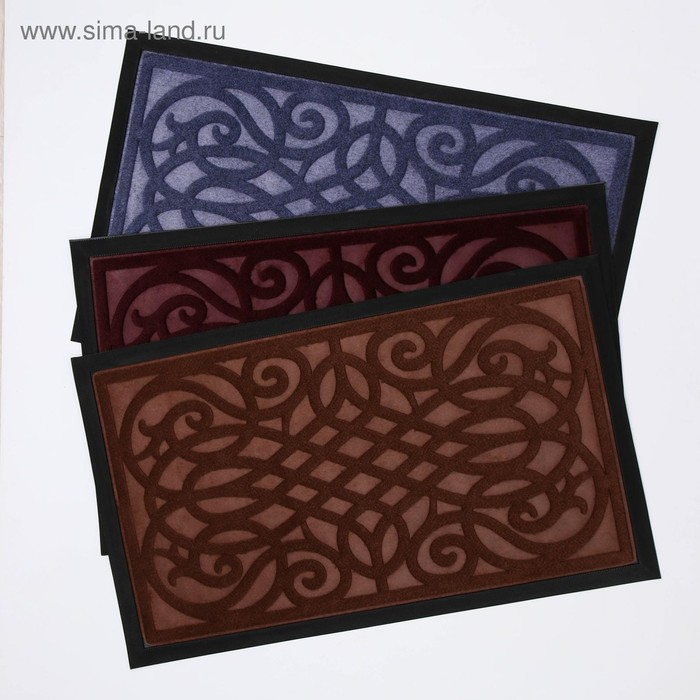 Коврик влаговпитывающий придверный с окантовкой Доляна «Вензель», 45×75 см, цвет МИКС Коврик влаговпитывающий придверный с окантовкой Доляна «Вензель», 45×75 см, цвет МИКС