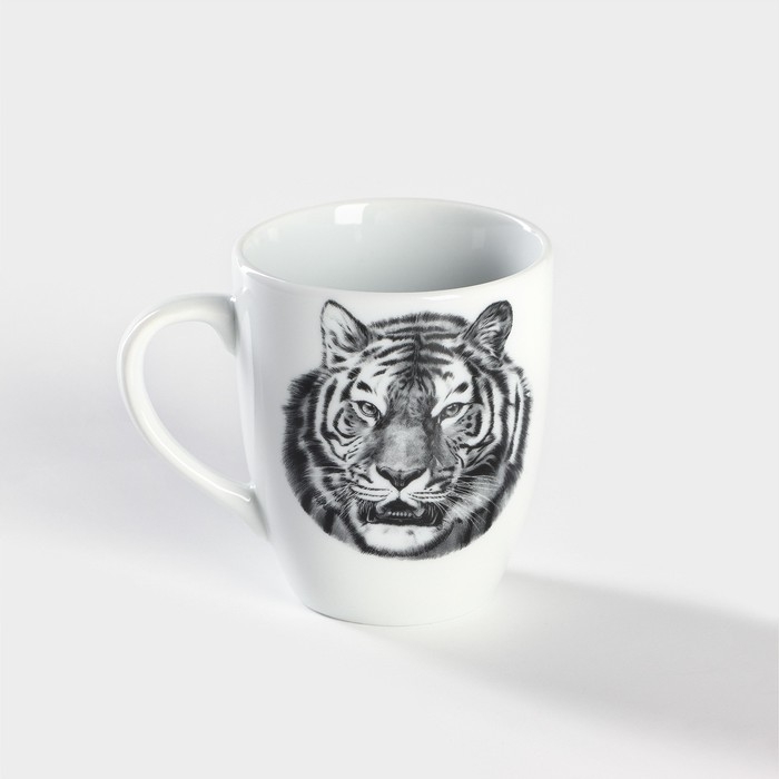 Кружка фарфоровая &laquo;Тигр&raquo;, 300 мл, белая