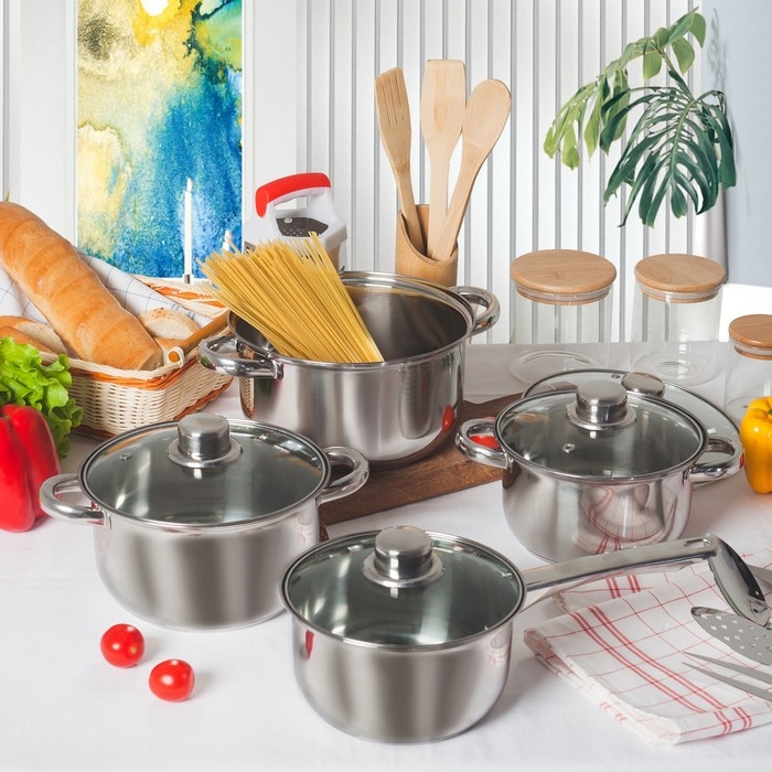 Кастрюля с крышкой из нержавеющей стали Доляна «Классика», 1,5 л, d=17,5 см, капульное дно Кастрюля с крышкой из нержавеющей стали Доляна «Классика», 1,5 л, d=17,5 см, капульное дно