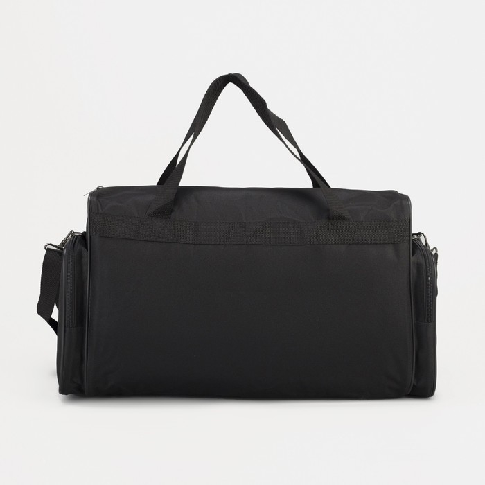 Сумка дорожная на молнии, 4 наружных кармана, длинный ремень, цвет чёрный Сумка дорожная на молнии, 4 наружных кармана, длинный ремень, цвет чёрный