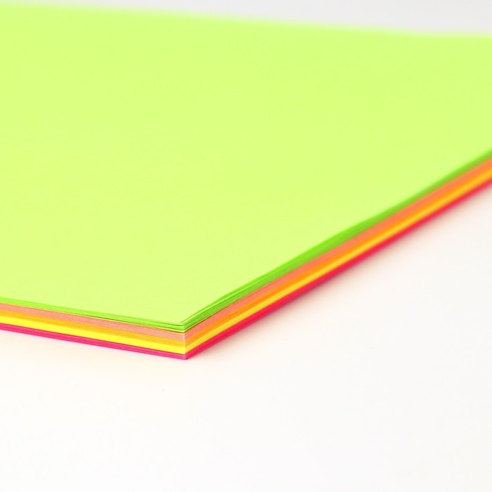 Бумага цветная тонированная, неоновая, А4, 50 листов, 5 цветов, немелованная, двусторонняя, в пакете, 80 г/м&sup2;, Щенячий патруль