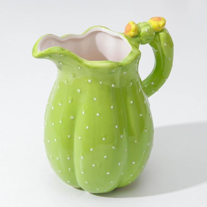 Кувшин для воды керамический «Кактус», 1 л, 11×18,5 см, цвет зелёный Кувшин для воды керамический «Кактус», 1 л, 11×18,5 см, цвет зелёный