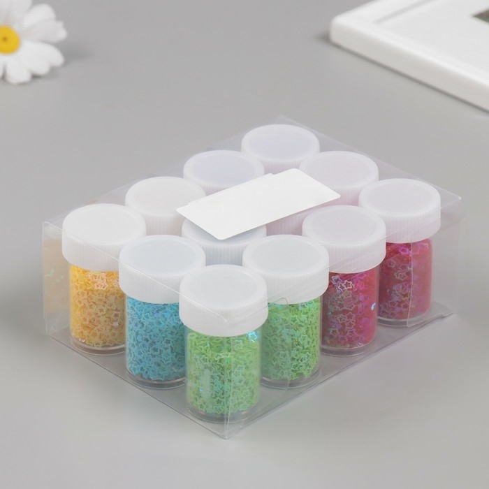 Блестки в баночке  Блестки в баночке "Звёздочки" 12 шт, цв. МИКС