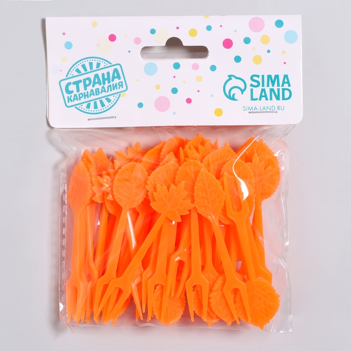 Шпажки «Осенние листья», набор 50 шт., цвет оранжевый Шпажки «Осенние листья», набор 50 шт., цвет оранжевый