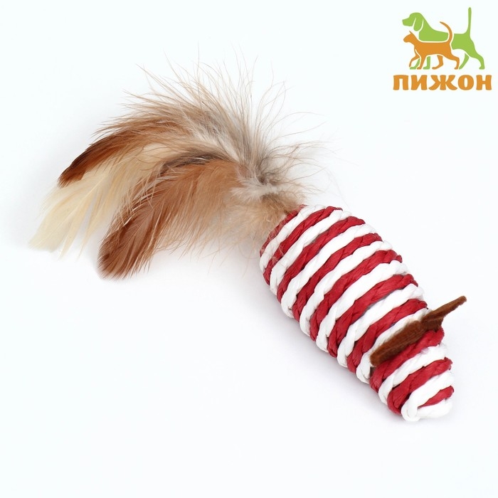 Игрушка для кошек  Игрушка для кошек "Мышь-погремушка", 7 см, бело-красная